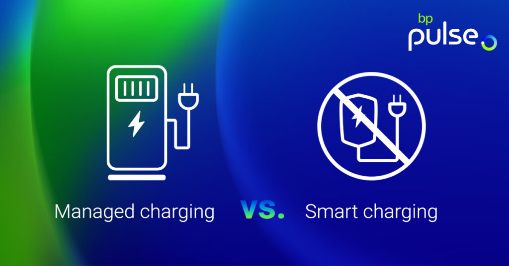 icon of on-site controller and smart charging device on blue background